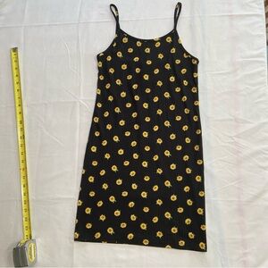 Black and Yellow Spaghetti Strap Mini Dress